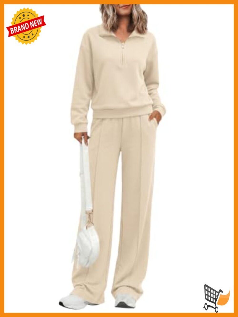 Women's Lounge Set 2 Piece Sweatsuit Half Zip Sweatshirt Wide Leg Pants